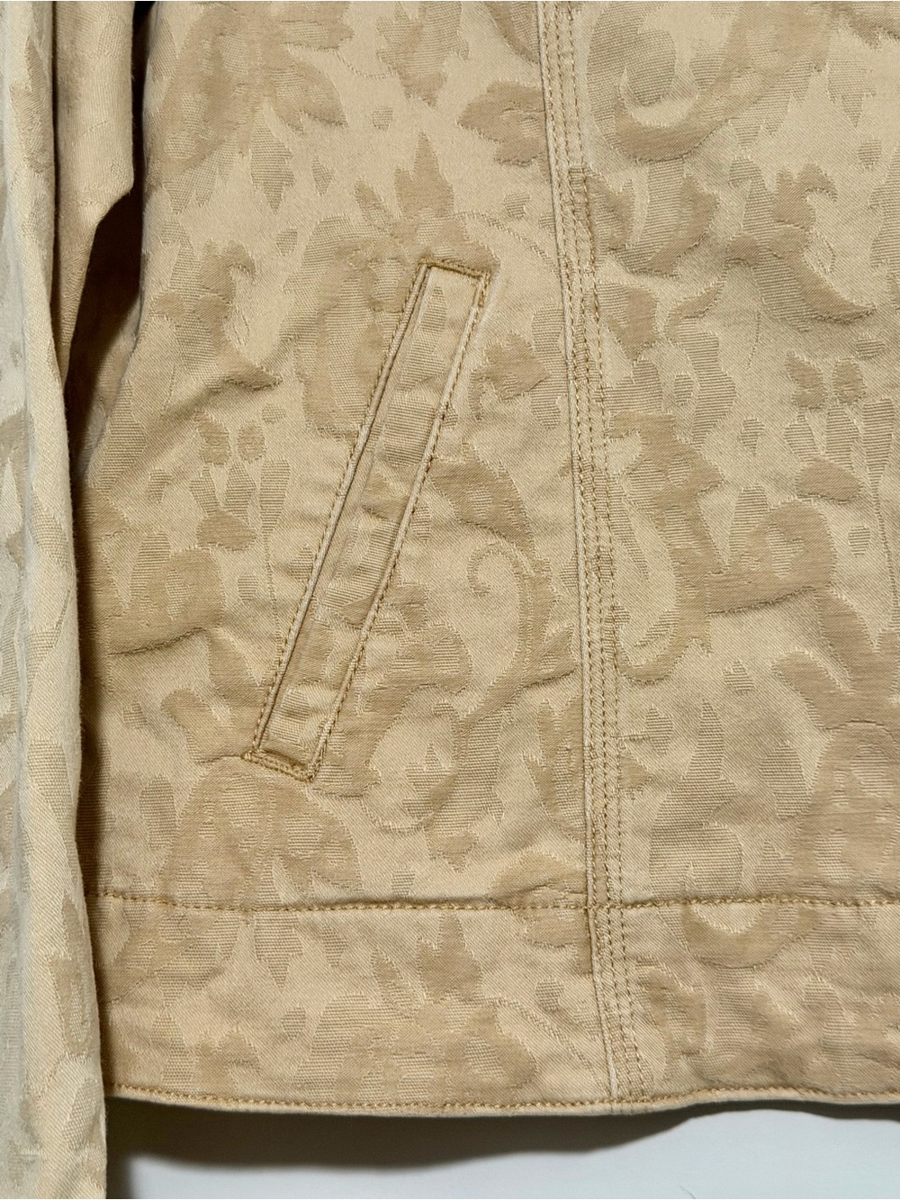 Chico's Light Gold/Yellow Jacquard Zip Denim Jacket - Picture 5 of 9